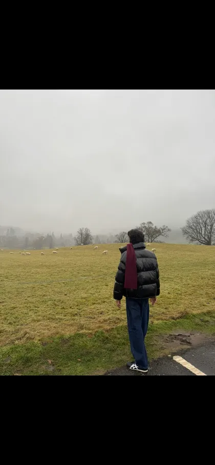 Founder walking through the countryside